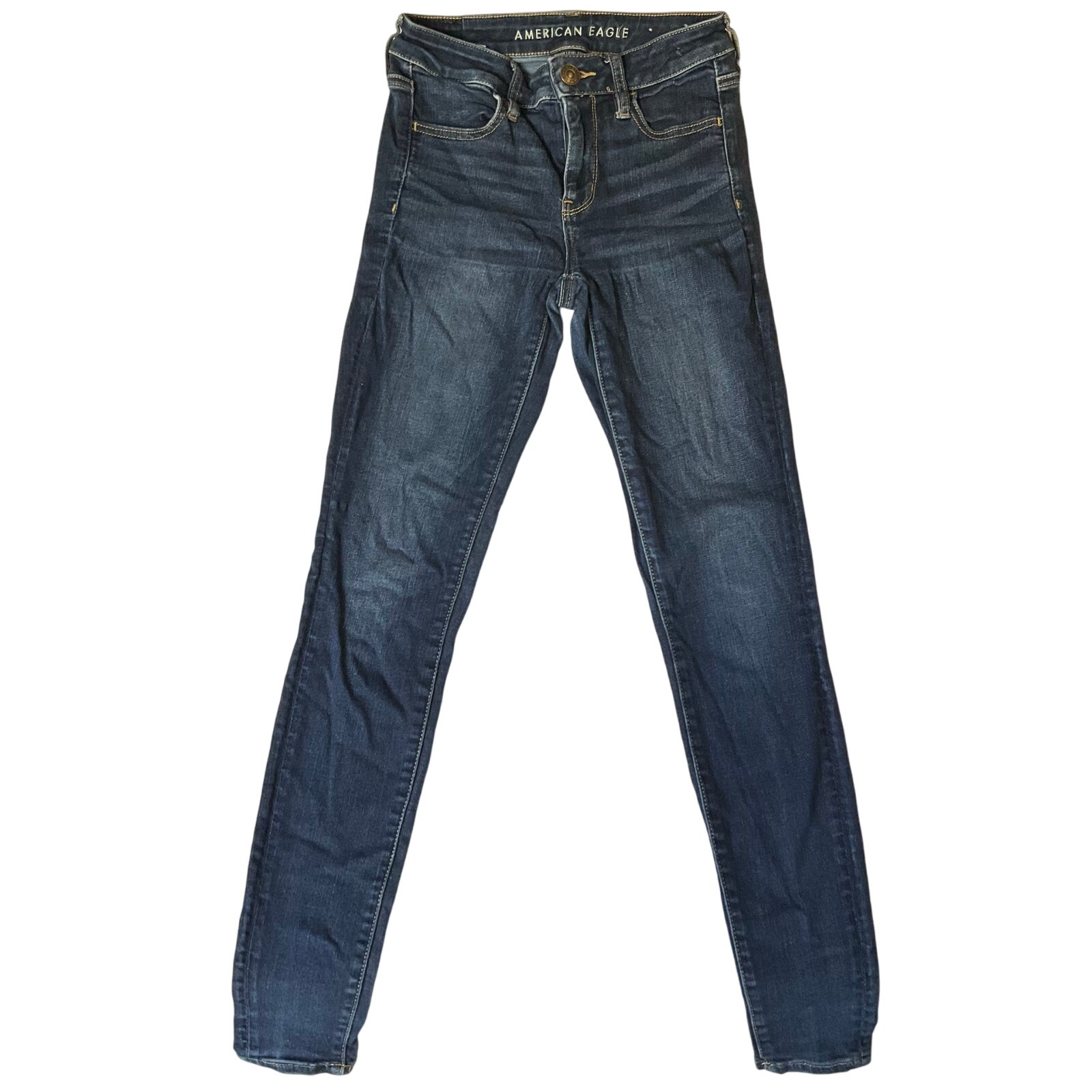 American Eagle Outfitters Women Skinny Jeans Size 2 Us Blue Mid Rise Stretch